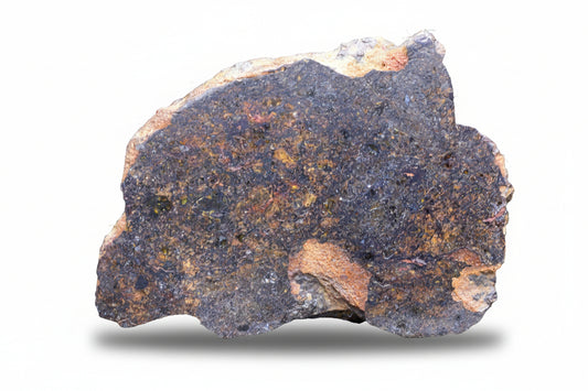 NWA 14867 mesosiderite meteorite endcut slice 15 g showing silicate and metal matrix