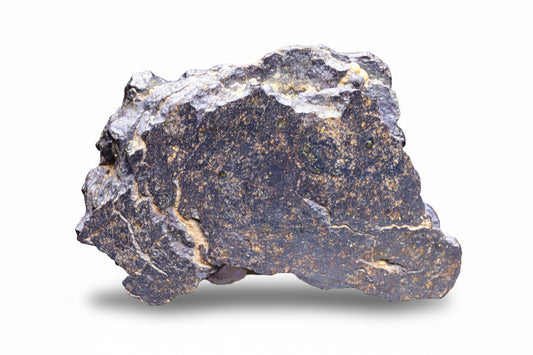 NWA 14867 mesosiderite meteorite endcut slice 24.5 g showing silicate and metal matrix 