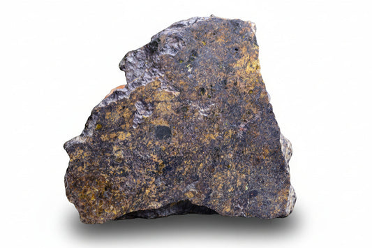 NWA 14867 mesosiderite meteorite endcut slice 26.7 g showing silicate and metal matrix