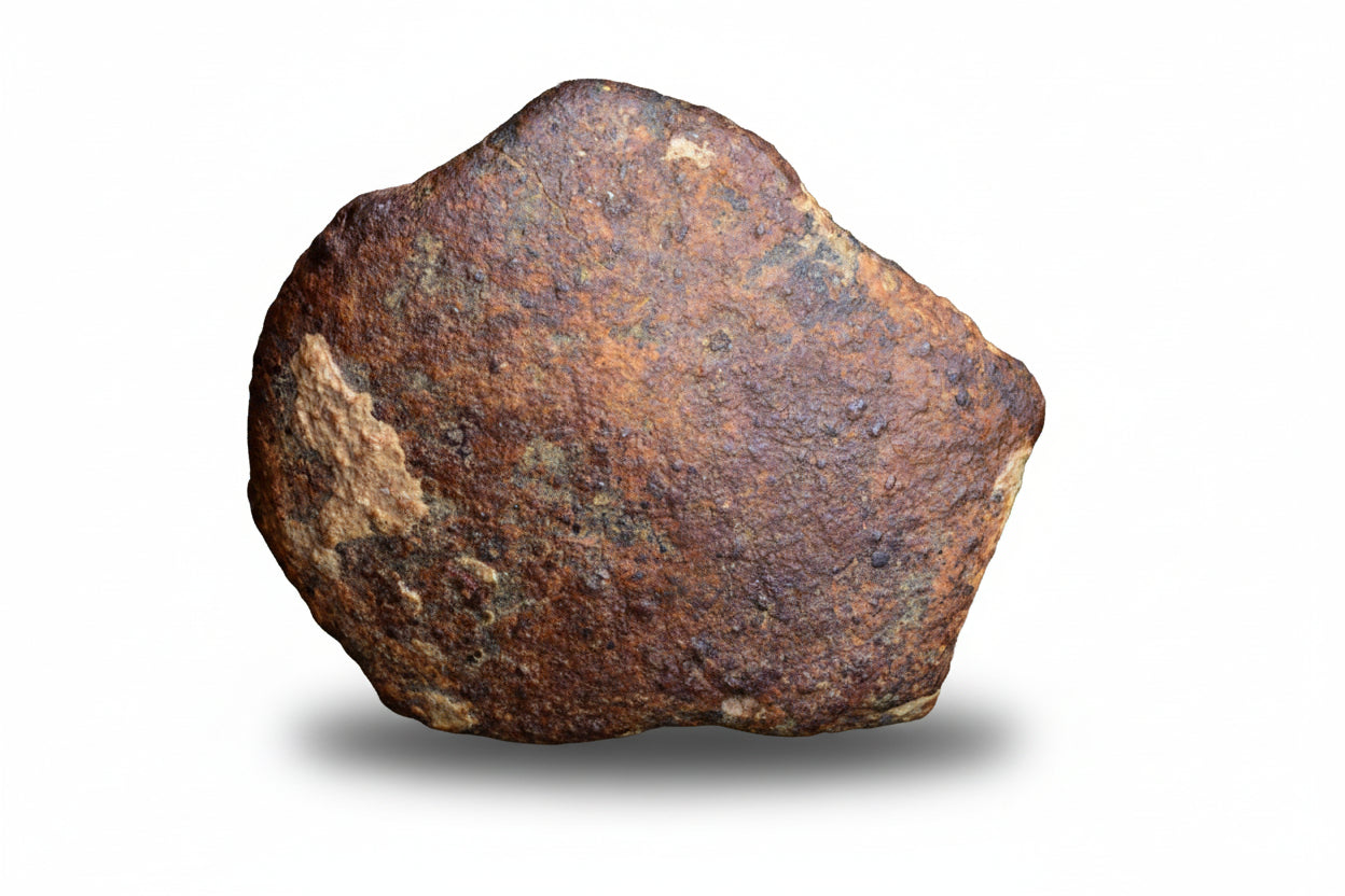 Complete 15.5g NWA Chondrite meteorite fragment, authentic unclassified meteorite for sale, showing its rough, rocky surface.