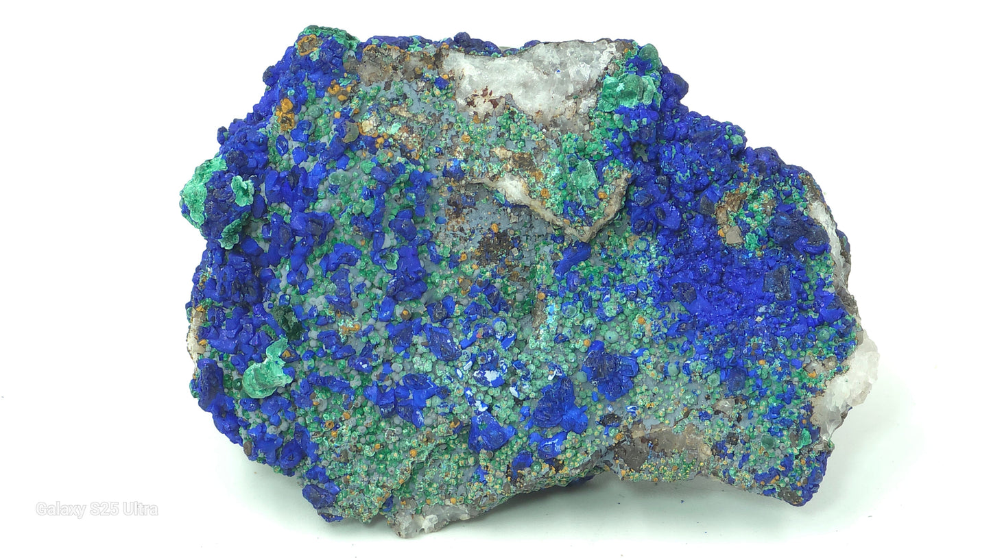 Natural Azurite with Malachite on Quartz – Mibladen, Morocco | 39.4 g