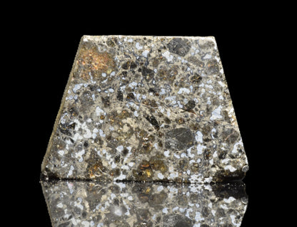 Talsint mesosiderite meteorite slice 1.01 g showing brecciated silicate and metal matrix