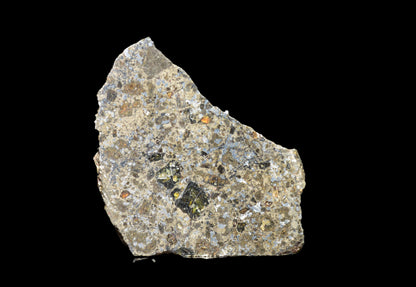 Talsint mesosiderite meteorite slice 0.70 g showing brecciated silicate and iron nickel matrix