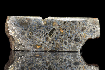 Talsint mesosiderite meteorite slice 2.7 g showing brecciated silicate and iron nickel metal matrix