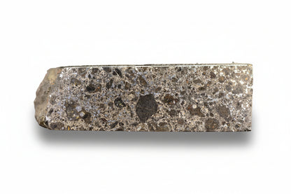 Talsint mesosiderite meteorite slice 4.33 g showing brecciated silicate and iron nickel metal matrix