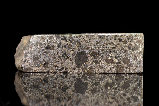 Talsint mesosiderite meteorite slice 4.33 g showing brecciated silicate and iron nickel metal matrix